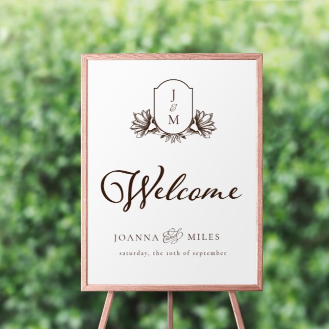 Elegant Calligraphy Monogram Crest Welcome Poster (Creator Uploaded)