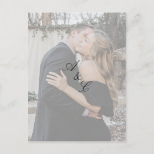 Elegant Calligraphy Monogram Photo Save the Date Invitation Postcard