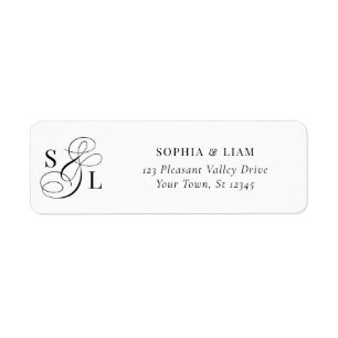 Elegant Calligraphy Monogram Wedding Return Addres