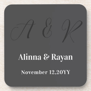 Elegant Calligraphy Monogram Wedding Script Design Coaster