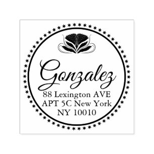 Elegant Calligraphy Name Address Rubber Stamp