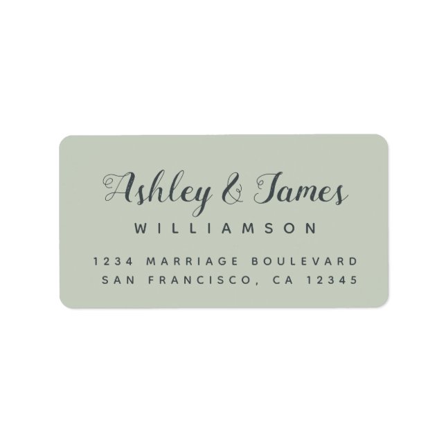Elegant Calligraphy Names Green Return Address Label (Front)