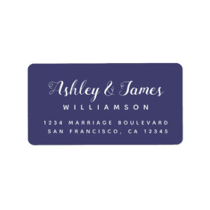 Elegant Calligraphy Names Off-Black Return Address Label