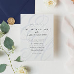 Elegant Calligraphy Navy Blue Monogram Wedding Invitation<br><div class="desc">Design feature elegant classic monogram calligraphy with formal basic font typography</div>