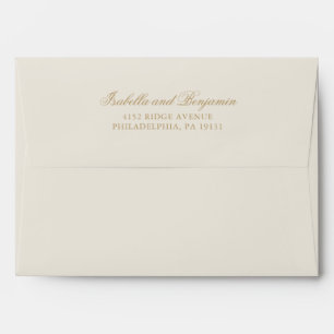Elegant Calligraphy Neutral Gold Ivory Wedding Envelope