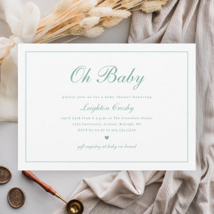 Elegant Calligraphy Neutral Oh Baby Baby Shower Invitation