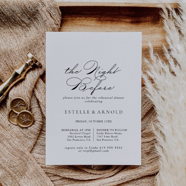 Elegant Calligraphy Night Before Rehearsal Dinner  Invitation (Creator Uploaded)