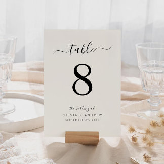 Elegant Calligraphy Off White Colour Wedding Table Number
