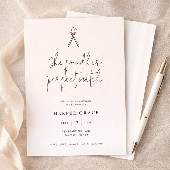 Elegant Calligraphy Perfect Match Bridal Shower Invitation (Creator Uploaded)
