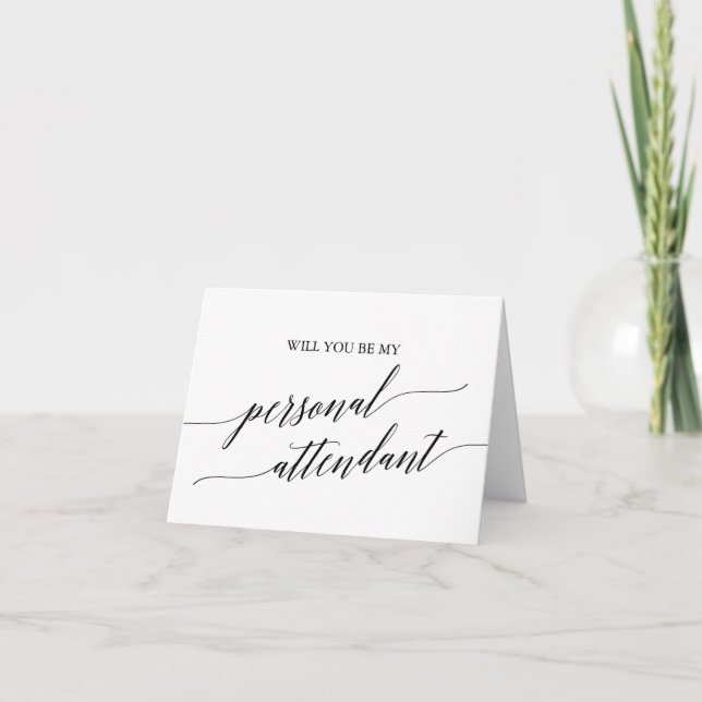 Elegant Calligraphy Personal Attendant Proposal Card (Front)