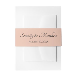 Elegant Calligraphy Personalised Pink Wedding Invitation Belly Band