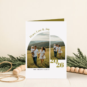 Elegant Calligraphy Photo Collage Merry Christmas Holiday Card