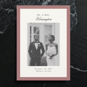 Elegant Calligraphy Photo Frame Blush Pink Wedding Announcement