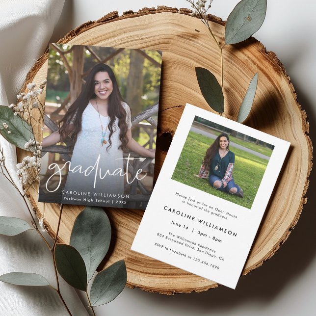 Elegant Calligraphy Photo Graduation Invitation (Creator Uploaded)