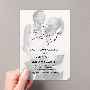 Elegant Calligraphy Photo Modern Wedding Acrylic Invitations