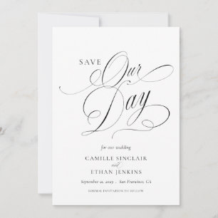 Elegant Calligraphy Photo Save the Date Card