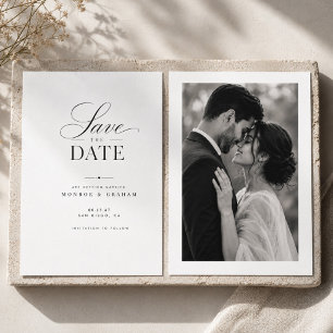 Elegant Calligraphy Photo Save the Date Card.