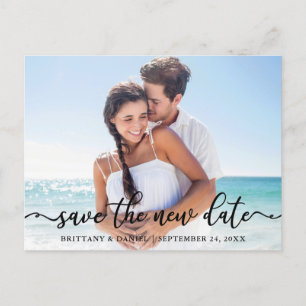 Elegant Calligraphy Photo Save The New Date Postcard