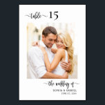 Elegant Calligraphy Photo Wedding Double Sided Table Number<br><div class="desc">Modern Elegant Calligraphy Script Wedding Table Numbers Double Sided with custom personalised photo. Help your guests easily find their way with these simple elegant double sided table number cards. Easily to add the numbers, photos, names and date! Features a pretty hand lettering calligraphy "the wedding of", "table" script and custom...</div>