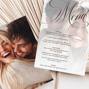 Elegant Calligraphy Photo Wedding Menu Card