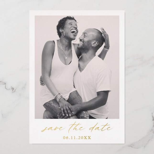 Elegant Calligraphy Photo Wedding Save the Date (Front)