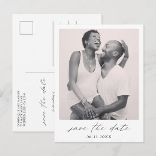 Elegant Calligraphy Photo Wedding Save the Date Announcement Postcard