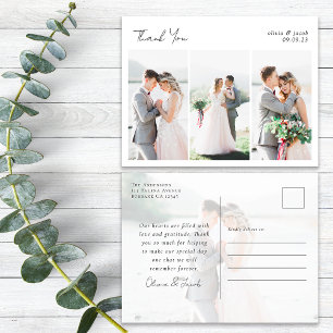 Elegant Calligraphy Photo Wedding Thank You Postcard