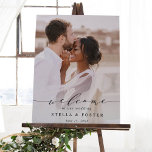 Elegant Calligraphy Photo Wedding Welcome Faux Canvas Print<br><div class="desc">Elegant and modern wedding welcome sign. For more advanced customisation of this design,  please click the Customise Further link to change font,  size,  and colour.</div>