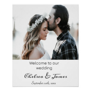 Elegant Calligraphy Photo Wedding Welcome Poster