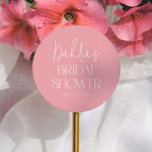 Elegant Calligraphy Pink Bridal Shower Favour Classic Round Sticker