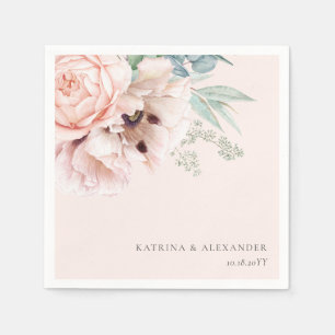 Elegant Calligraphy Pink Floral Napkin