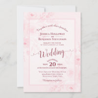 Elegant Calligraphy Pink Peonies QR Code Wedding