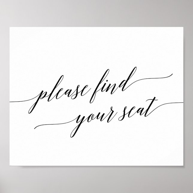 Elegant Calligraphy Please Find Your Seat Sign (Front)