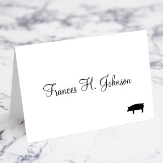 Elegant Calligraphy Pork Entree Choice Place Cards