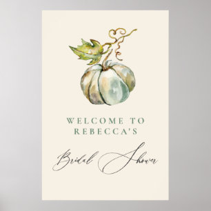 Elegant Calligraphy Pumpkin Bridal Shower Welcome Poster
