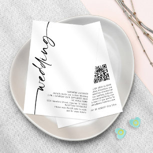 Elegant Calligraphy QR Code Any Colour Wedding Invitation
