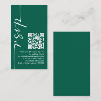 Elegant Calligraphy QR Code Emerald Wedding RSVP 
