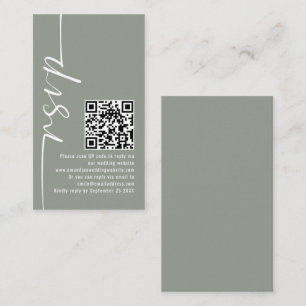 Elegant Calligraphy QR Code Sage Wedding RSVP Enclosure Card
