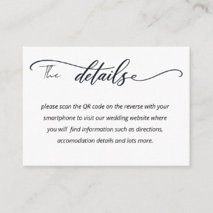 Elegant Calligraphy QR Code Wedding Information Enclosure Card