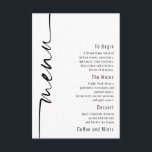 Elegant Calligraphy QR Code Wedding Menu Card<br><div class="desc">Elegant Calligraphy QR Code Wedding Menu Card. A smaller size 5 x 3.5". Stylish set script is rotated to the left hand side, with all the details stylishly to the right with lots of white space for a contemporary feel. Easily personalise with your details. And change the colour of text...</div>