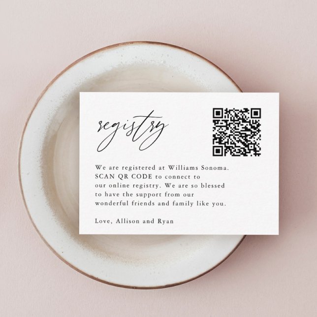 Elegant Calligraphy QR Code Wedding Registry Enclosure Card (Creator Uploaded)