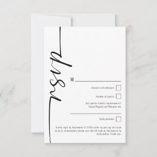 Elegant Calligraphy QR Code Wedding RSVP Card
