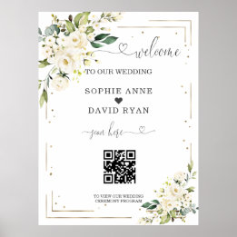Elegant Calligraphy QR Code Wedding Welcome Sign