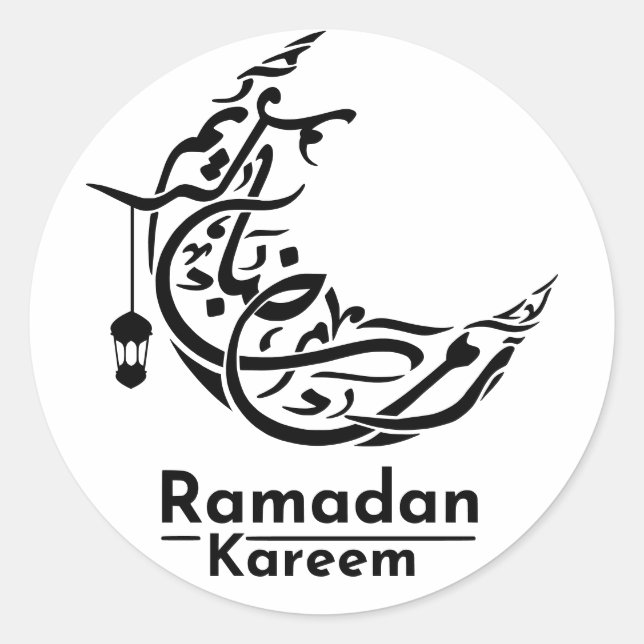 Elegant Calligraphy Ramadan Kareem Decoration Classic Round Sticker (Front)