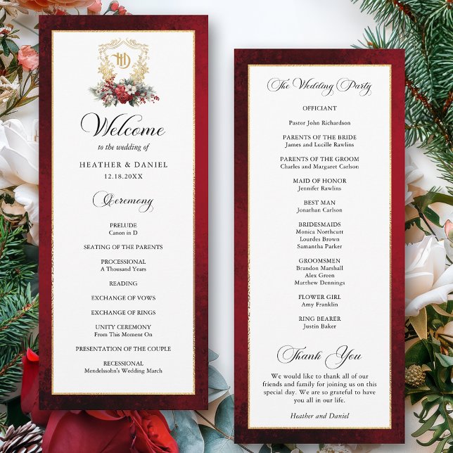 Elegant Calligraphy Red and Gold Wedding Programme (Creator Uploaded)