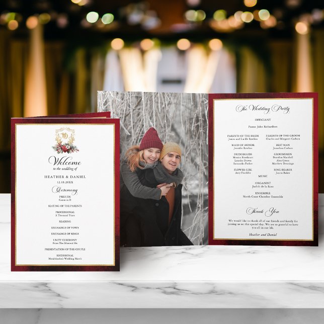 Elegant Calligraphy Red and Gold Wedding Programme (Creator Uploaded)