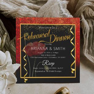 Elegant Calligraphy Rehearsal Dinner Invitation