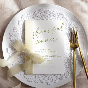 Elegant Calligraphy Rehearsal Dinner Sage Invitation