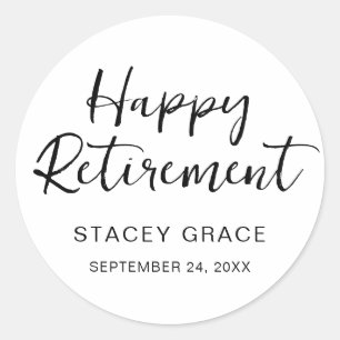 Elegant Calligraphy Retirement Party Classic Round Sticker