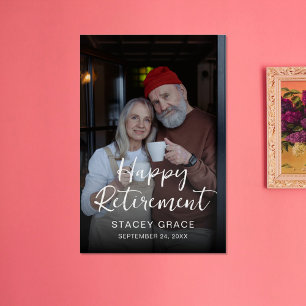 Elegant Calligraphy Retirement Photo Party Poster